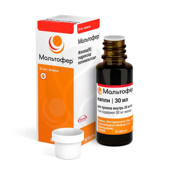 Изображение товара Мальтофер капли д/приема внутрь 50мг/мл 30мл для лечения анемии