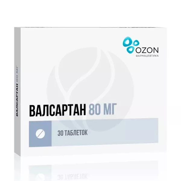 Изображение товара Валсартан 80мг таблетки покрыт. п/о №30 Россия