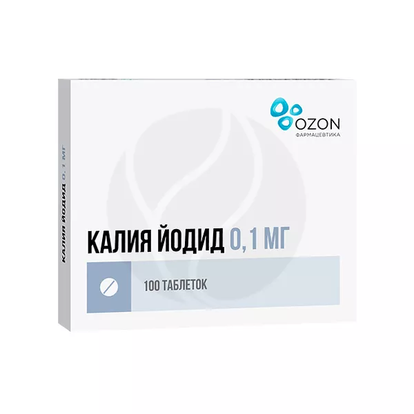 Изображение товара Калия йодид Озон таблетки 100мкг, №100 Изображение товара Калия йодид Озон таблетки 100мкг, №100