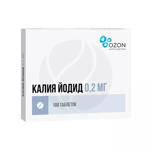 Изображение товара Таблетки Калия йодид Озон 200 мкг для профилактики зоба Изображение товара Таблетки Калия йодид Озон 200 мкг для профилактики зоба