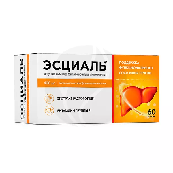 Изображение товара Эсциаль фосфолипиды, расторопша, вит.гр.В капсулы, №60 Изображение товара Эсциаль фосфолипиды, расторопша, вит.гр.В капсулы, №60