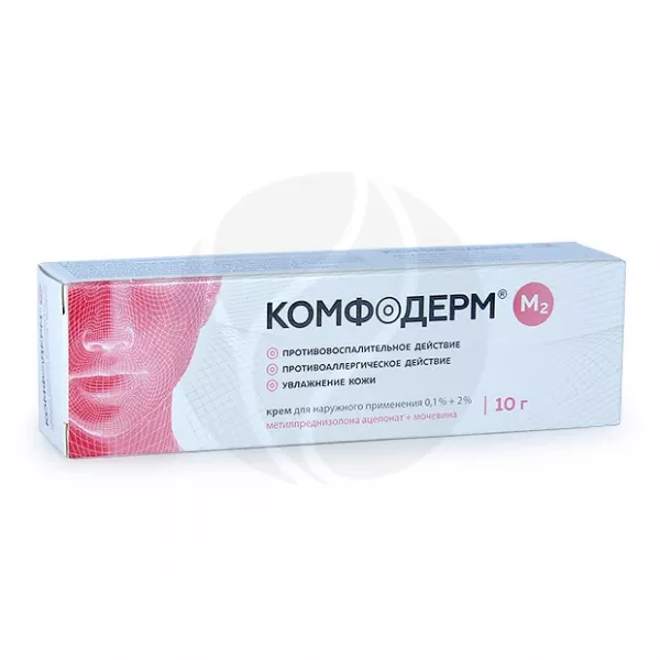 Изображение товара Комфодерм М2 крем для наружного применения 10 г с Метилпреднизолона ацепонат и Мочевиной