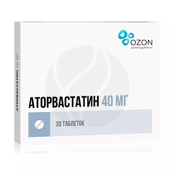 Изображение товара Липидное средство Озон Аторвастатин 40мг №30 Изображение товара Липидное средство Озон Аторвастатин 40мг №30
