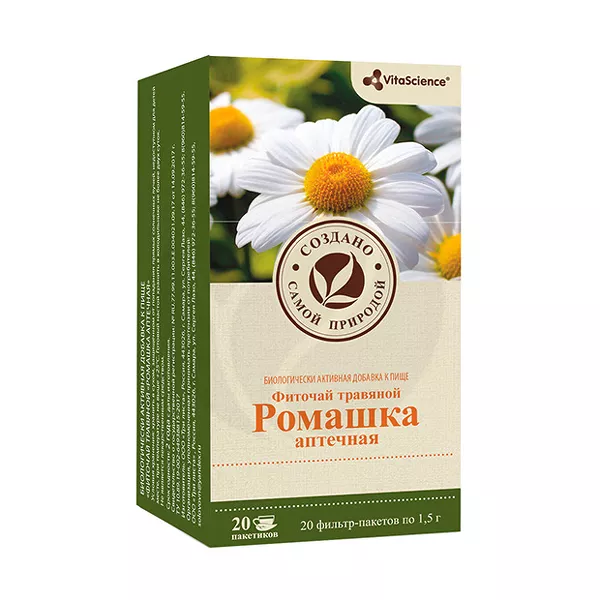 Изображение товара VitaScience Ромашки аптечной цветки, 1,5г №20 Изображение товара VitaScience Ромашки аптечной цветки, 1,5г №20