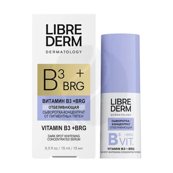 Librederm Dermatology BRG + Витамин В3 Отбеливающая сыворотка-концентрат от пигментных пятен, 15мл