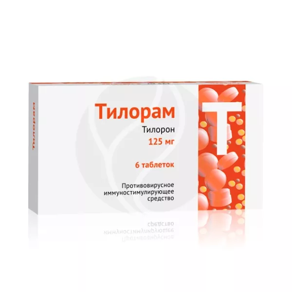 Изображение товара Тилорам таблетки покрытые 125мг 6 штук для профилактики и лечения гриппа и ОРВИ