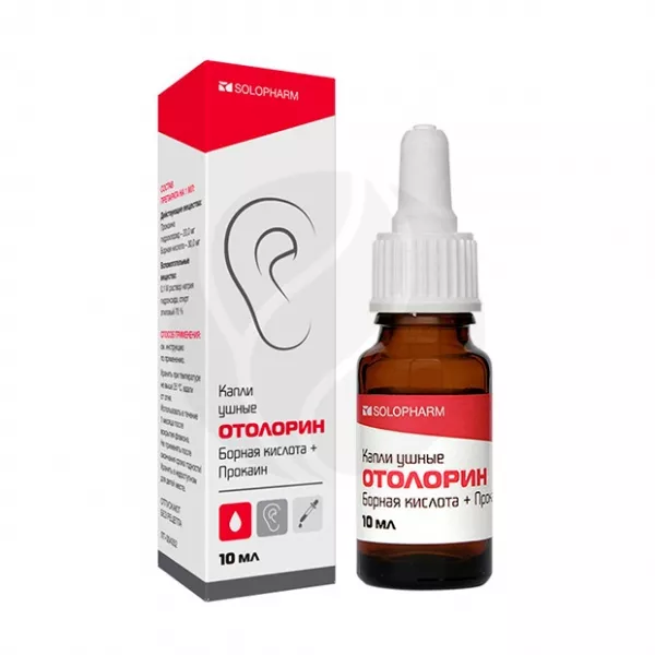 Изображение товара Отолорин капли ушные 10мл для лечения отитов бактерий и воспалений