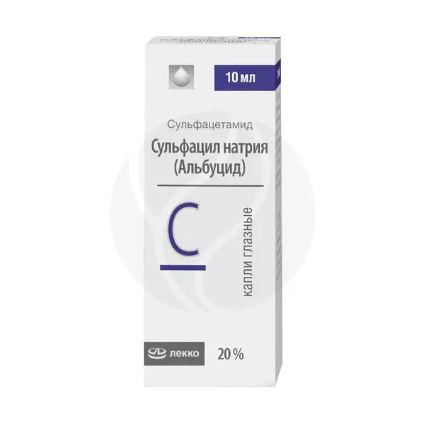 Изображение товара Капли глазные Сульфацил натрия 20% Альбуцид 10мл для глазных инфекций Изображение товара Капли глазные Сульфацил натрия 20% Альбуцид 10мл для глазных инфекций