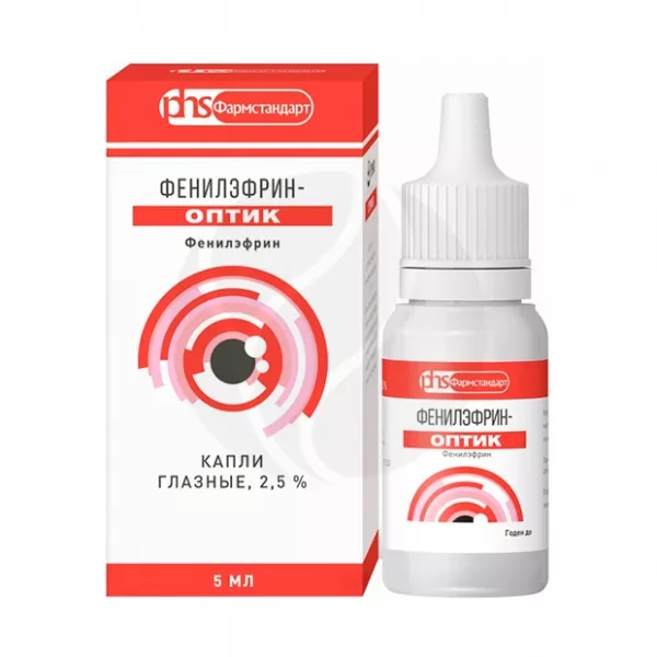 Изображение товара Глазные капли Фенилэфрин-Оптик 2,5% 5мл Лекко для лечения глазных заболеваний