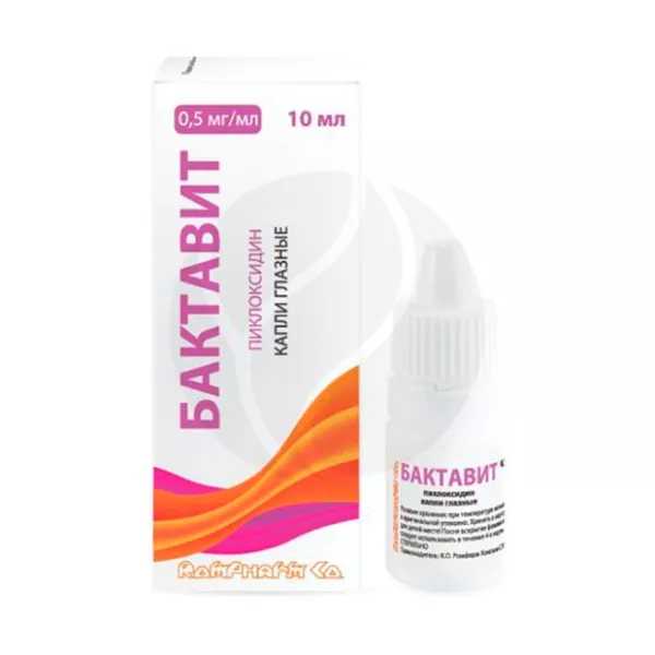 Изображение товара Глазные капли Бактавит 0,5 мг/мл, 10 мл для бактериальных инфекций и профилактики
