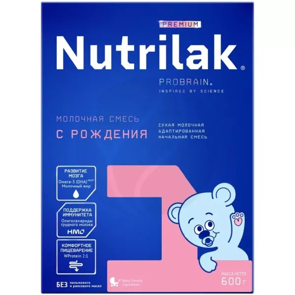 Изображение товара Nutrilak Premium 1 сухая молочная смесь для новорожденных 600г без ГМО