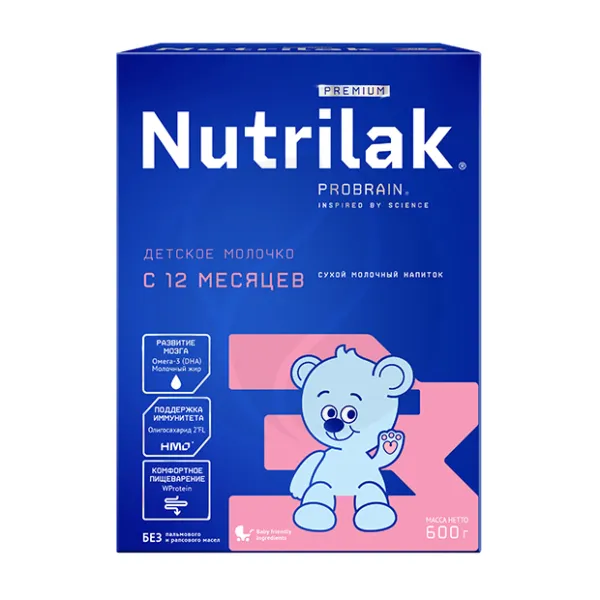 Изображение товара Молочный напиток Nutrilak Premium 3 (12+) DHA, без пальмового масла Изображение товара Молочный напиток Nutrilak Premium 3 (12+) DHA, без пальмового масла