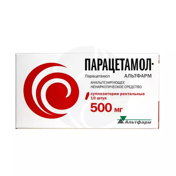 Изображение товара Парацетамол-Альтфарм суппозитории рект. 500мг, №10 Изображение товара Парацетамол-Альтфарм суппозитории рект. 500мг, №10