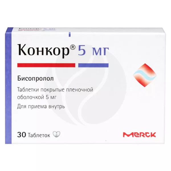 Изображение товара Конкор таблетки покрыт. п/о 5мг, №30 Изображение товара Конкор таблетки покрыт. п/о 5мг, №30