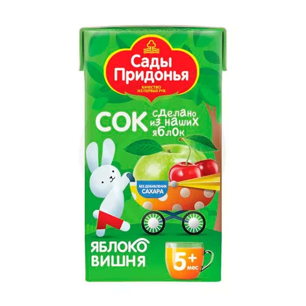 Изображение товара Сады Придонья сок яблоко-вишня осветленный (5+мес), 125мл Изображение товара Сады Придонья сок яблоко-вишня осветленный (5+мес), 125мл