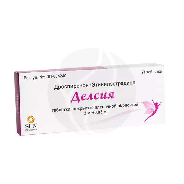Изображение товара Делсия таблетки п/о 3мг+0,03мг, №21 Изображение товара Делсия таблетки п/о 3мг+0,03мг, №21