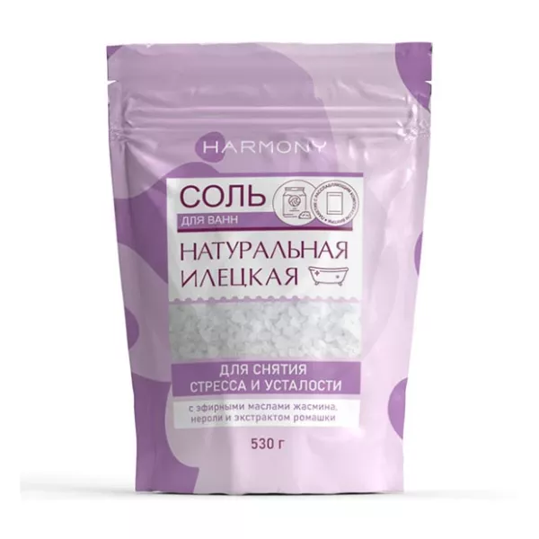 Изображение товара Harmony соль для ванн Илецкая 530г с эфирными маслами для снятия стресса и усталости