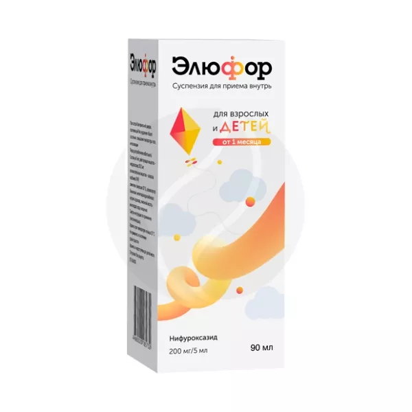 Изображение товара Элюфор суспензия 200мг/5мл 90мл от бактериальной диареи для детей и взрослых