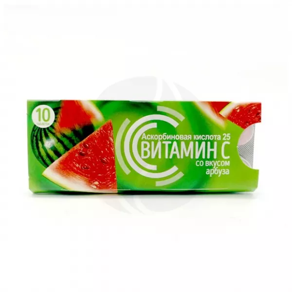 Vitascience Аскорбиновая кислота таблетки со вкусом арбуза 25мг, №10