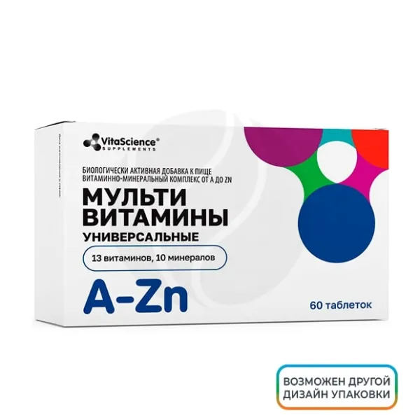 Vitascience Витаминно-минеральный комплекс от A до Zn таблетки, №60