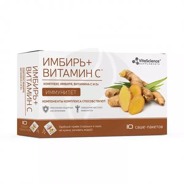 Vitascience Комплекс имбиря, витамина C и Zn саше, №10