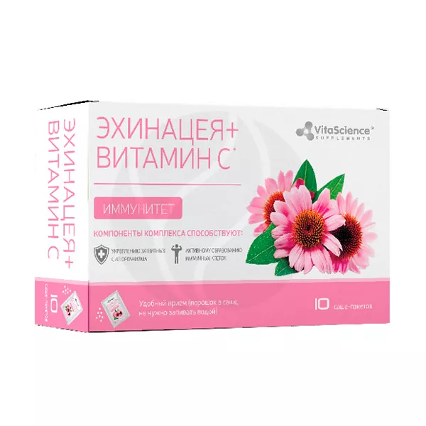 Изображение товара Порошок VitaScience Комплекс эхинацеи, витамина C и Zn No10 - иммунная поддержка Изображение товара Порошок VitaScience Комплекс эхинацеи, витамина C и Zn No10 - иммунная поддержка