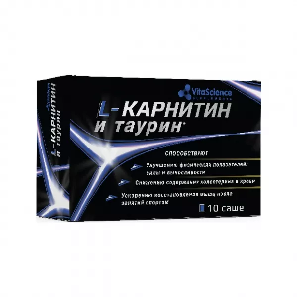 Изображение товара Vitascience Комплекс Л-карнитин и Таурин порошок 10 саше для поддержки обмена веществ