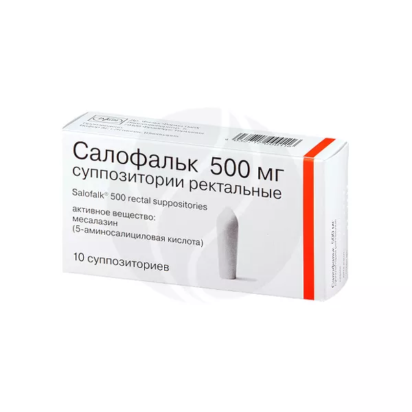 Изображение товара Салофальк суппозитории ректальные 500мг для лечения язвенного колита Изображение товара Салофальк суппозитории ректальные 500мг для лечения язвенного колита