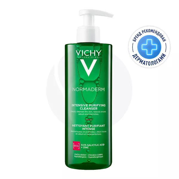 Изображение товара Vichy Normaderm Очищающий гель для умывания для проблемной кожи лица и тела от прыщей, черных точек и акне, 400мл Изображение товара Vichy Normaderm Очищающий гель для умывания для проблемной кожи лица и тела от прыщей, черных точек и акне, 400мл