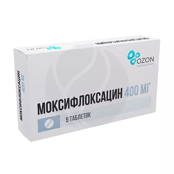 Изображение товара Моксифлоксацин таблетки покрыт. п/о 400мг, №5 Изображение товара Моксифлоксацин таблетки покрыт. п/о 400мг, №5