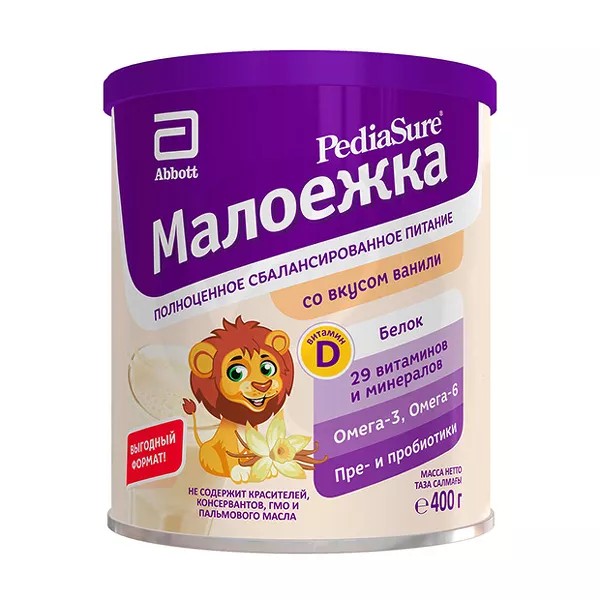 Изображение товара PediaSure Малоежка сухая смесь со вкусом ванили (12+мес), 400г Изображение товара PediaSure Малоежка сухая смесь со вкусом ванили (12+мес), 400г