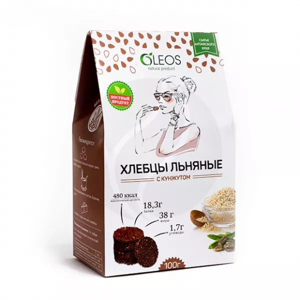 Хлебцы льняные с кунжутом 100 г Хлебцы Упаковка Олеос ООО, купить в ...