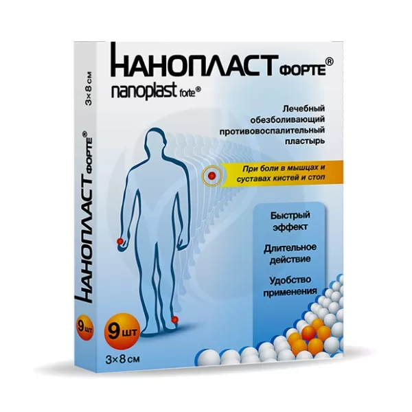 Изображение товара Нанопласт Форте лечебный пластырь 3x8 см No9 Биоактивный против боли