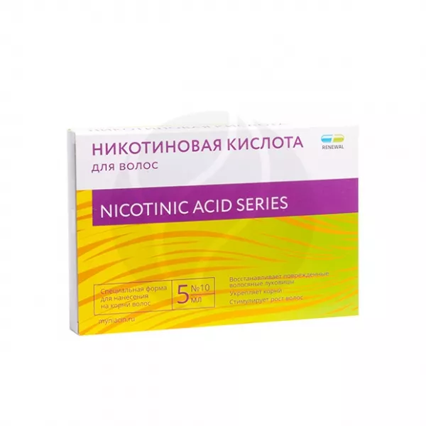 Изображение товара Реневал никотиновая кислота для волос 10мг/мл 5мл №10 шт
