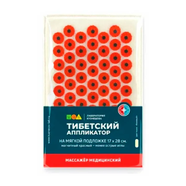 Изображение товара Массажер Тибетский аппликатор магнитный на мягкой подложке (17*28см), красный
