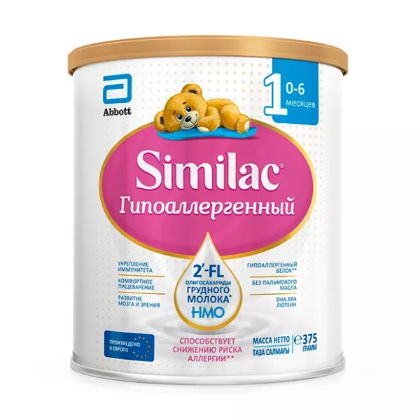 Изображение товара Similac 1 Гипоаллергенная сухая молочная смесь 375г для детей 0-6 месяцев Изображение товара Similac 1 Гипоаллергенная сухая молочная смесь 375г для детей 0-6 месяцев