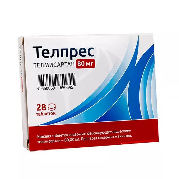 Изображение товара Телпрес таблетки 80мг, №28 Изображение товара Телпрес таблетки 80мг, №28