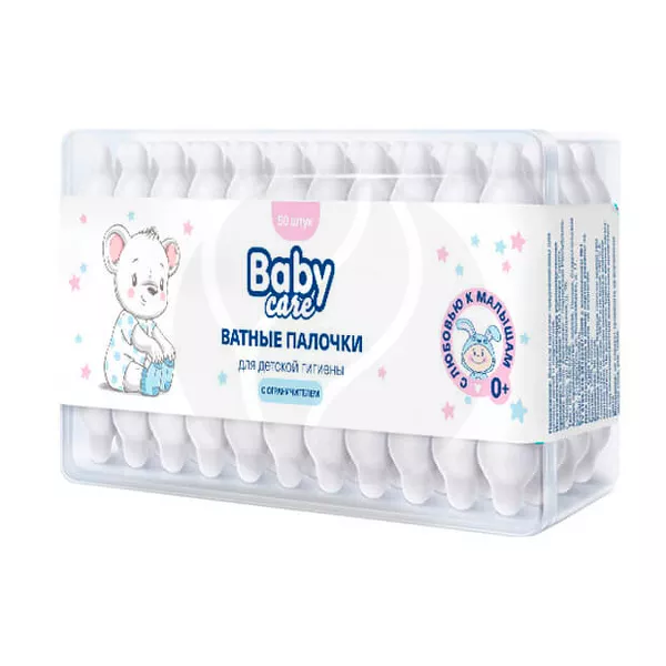 Изображение товара Baby Care ватные палочки детские с ограничителем, 50шт Изображение товара Baby Care ватные палочки детские с ограничителем, 50шт