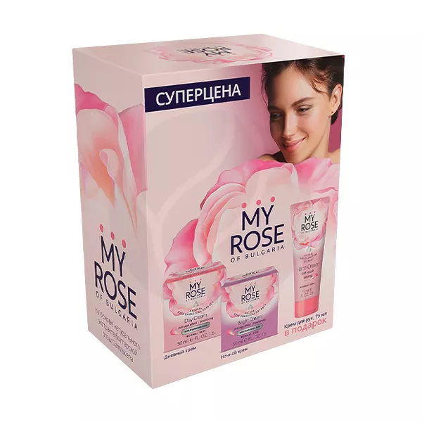 Изображение товара My Rose of Bulgaria подарочный набор (Дневной крем+Ночной крем+Крем для рук), 50мл+50мл+75мл Изображение товара My Rose of Bulgaria подарочный набор (Дневной крем+Ночной крем+Крем для рук), 50мл+50мл+75мл