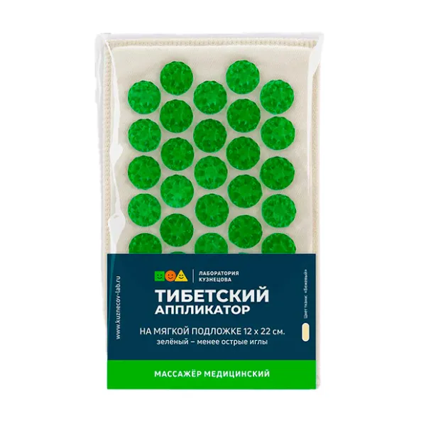 Изображение товара Массажер Тибетский аппликатор на мягкой подложке (12*22см), зеленый