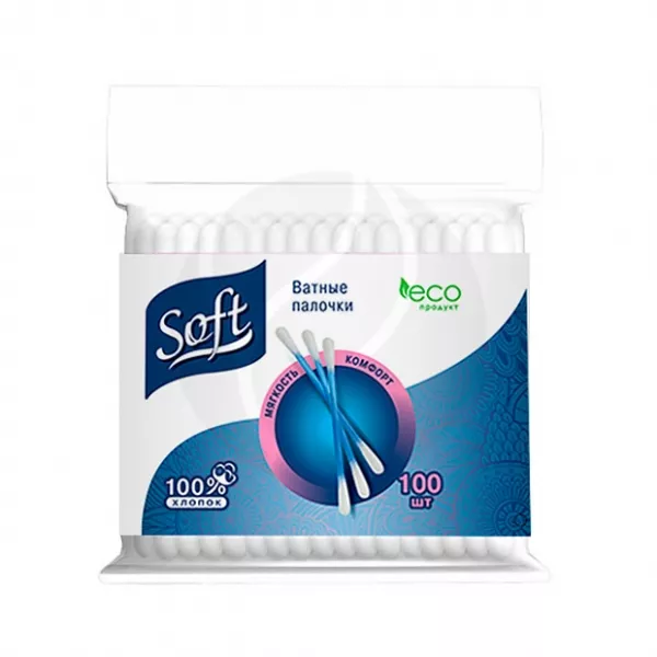 Изображение товара Soft ватные палочки в zip-пакете 100 шт для гигиены и макияжа