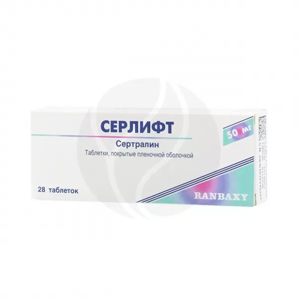Изображение товара Серлифт таблетки покрыт.п/о 50мг 28 шт Индия Sun Pharmaceutical