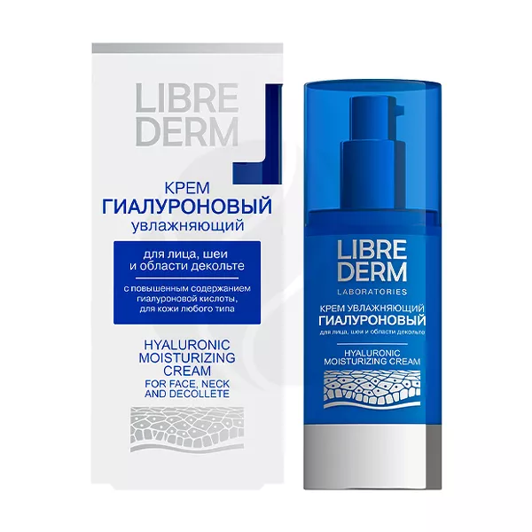 Изображение товара Увлажняющий крем для лица шеи и декольте Librederm Hyaluromic 50мл Изображение товара Увлажняющий крем для лица шеи и декольте Librederm Hyaluromic 50мл