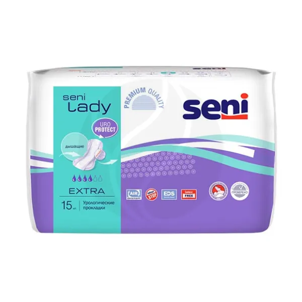 Изображение товара Урологические прокладки Seni Lady Extra, 15 шт. для женщин, высокая впитываемость