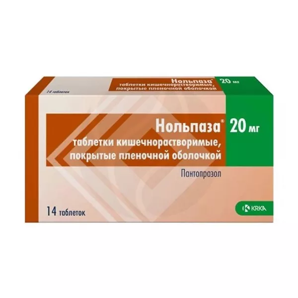 Изображение товара Нольпаза таблетки 20мг, упаковка 14 штук Изображение товара Нольпаза таблетки 20мг, упаковка 14 штук