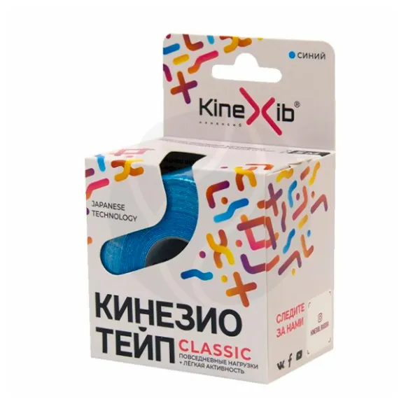 Kinexib Classic бинт нестерильный адгезивный восстанавливающий синий (5м*5см)