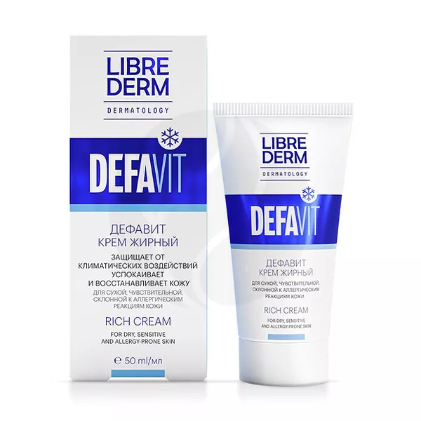 Изображение товара Восстанавливающий питательный жирный крем Librederm Defavit 50мл для лица и рук Изображение товара Восстанавливающий питательный жирный крем Librederm Defavit 50мл для лица и рук