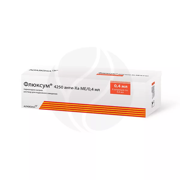 Изображение товара Флюксум раствор для инъекций 4250анти-Ха МЕ/0,4мл, №6 из Италии
