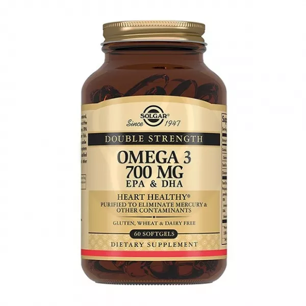 Изображение товара Solgar Двойная Омега 3 капсулы 700 мг с ЭПК, ДГК и витамином Е, 60 шт