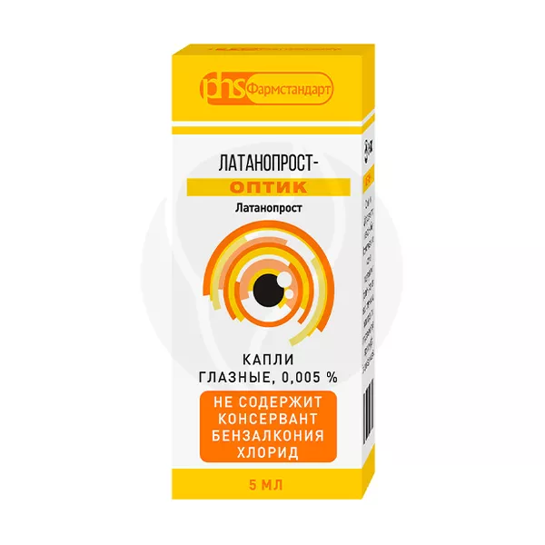 Изображение товара Латанопрост-Оптик капли глазные 0,005% 5мл для снижения внутриглазного давления Изображение товара Латанопрост-Оптик капли глазные 0,005% 5мл для снижения внутриглазного давления